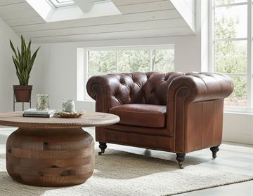 Oakland Chesterfield Læderstol - Newark Brown  