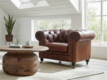 Oakland Chesterfield Læderstol - Newark Brown  