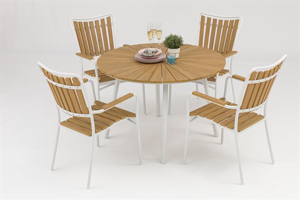 Havemøbelsæt- Rundt Havebord ø110cm + 4 stole 