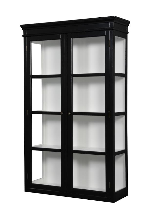 Væghængt vitrineskab sort/hvid H.170x cm.