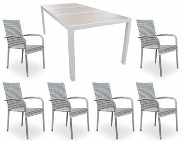 Fanø Geneve Keramik Havemøbelsæt - 90x195 cm - Lysgrå