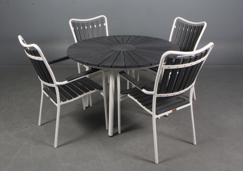 Rundt havebord 4 stole Sort havebord og stole
