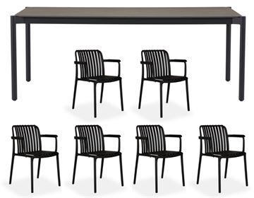 Ida Sonja Havemøbelsæt - 104x204 cm - Grå / Sort