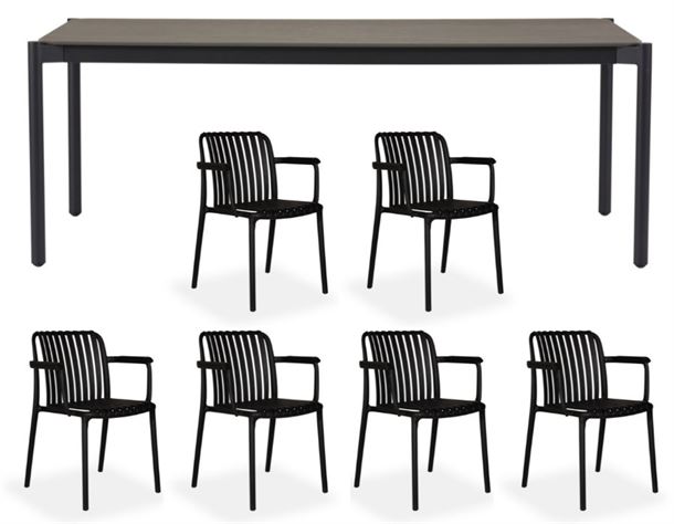 Ida Sonja Havemøbelsæt - 104x204 cm - Grå / Sort