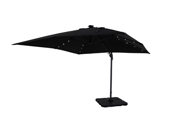 3x3m Parasol m lys sort polyester dug