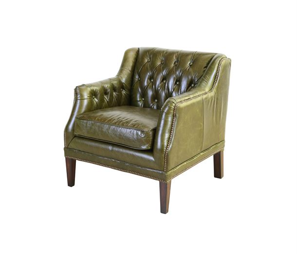 Leah cowhide hvilestol i British Green.