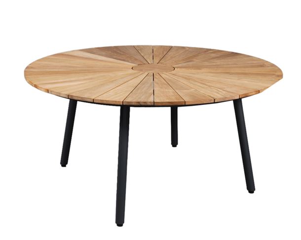 DaneLine Eva Havebord Ø150 cm - Teak - Grå