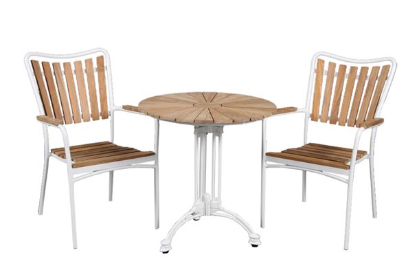 Havemøbelsæt -Teak ø 70 cm havebord med 2 stole 